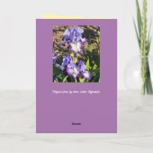 Paarse Iris Irissen Bloem bloemig Moederdag Kaart (Achterkant)