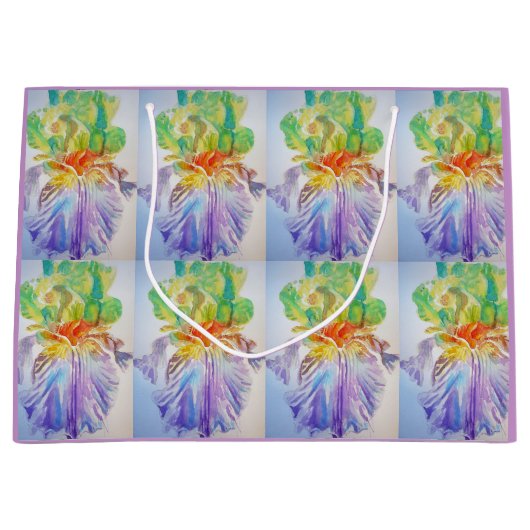 Paarse Iris Irissen Bloem Waterverf Cadeautas (Voorkant)