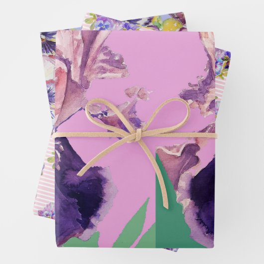 Paarse iris irissen bloem Waterverf schilderij Inpakpapier Vel (In situ)