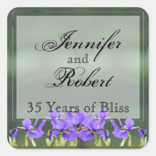 Paarse Iris Jubileum envelop afdichting Vierkante Sticker