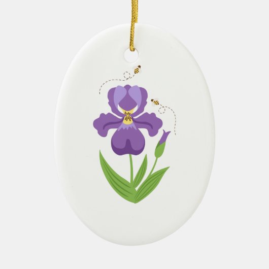 Paarse Iris Keramisch Ornament (Voorkant)