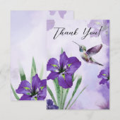 Paarse Iris Kolibrie Dank Je Kaart (Voorkant / Achterkant)