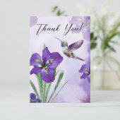 Paarse Iris Kolibrie Dank U Kaart (Staand voorkant)