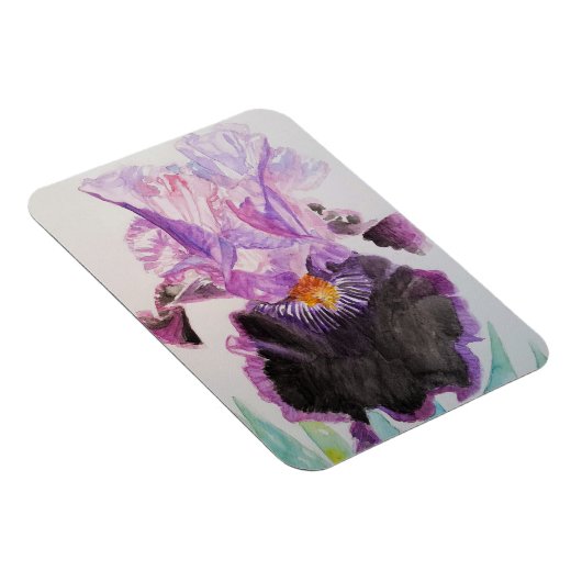 Paarse Iris kunst Bloem Bloemen Aquarel Magneet (Rechterzijde)