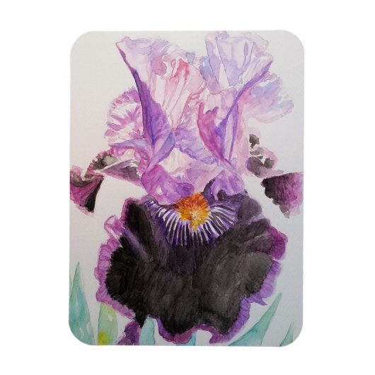 Paarse Iris kunst Bloem Bloemen Aquarel Magneet (Verticaal)
