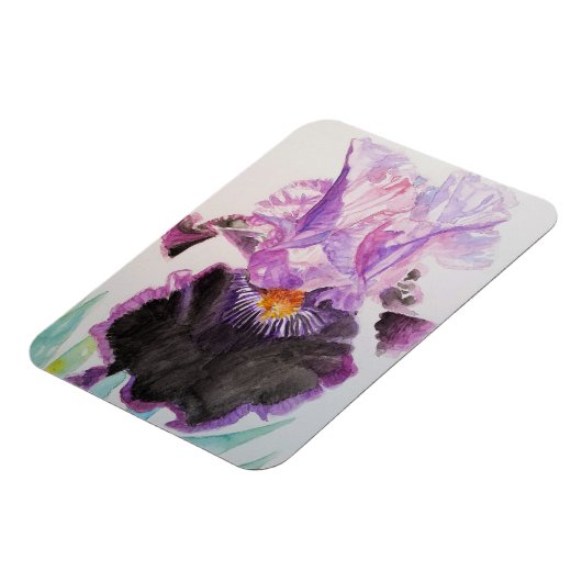 Paarse Iris kunst Bloem Bloemen Aquarel Magneet (Linkerzijde)