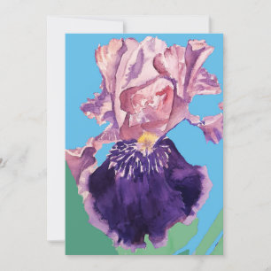 Paarse Iris Kunst Watercolour Verjaardagsuitnodigi Kaart
