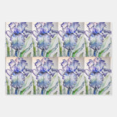 Paarse Iris maakt bloemen Waterverf schilderkunst Inpakpapier Vel (Voorkant 3)