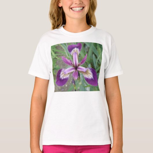 Paarse iris meisjes t Shirt (Voorkant)