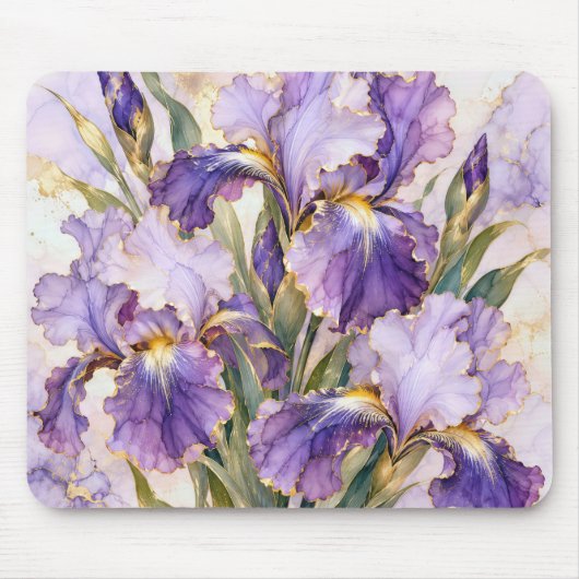 Paarse Iris met Vergulde Rand Muismat (Voorkant)