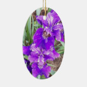 Paarse iris met waterdruppelaar keramisch ornament (Rechts)