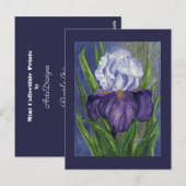 Paarse Iris Mini Collectible Prints Briefkaart (Voorkant / Achterkant)