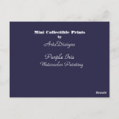 Paarse Iris Mini Collectible Prints Briefkaart (Achterkant)