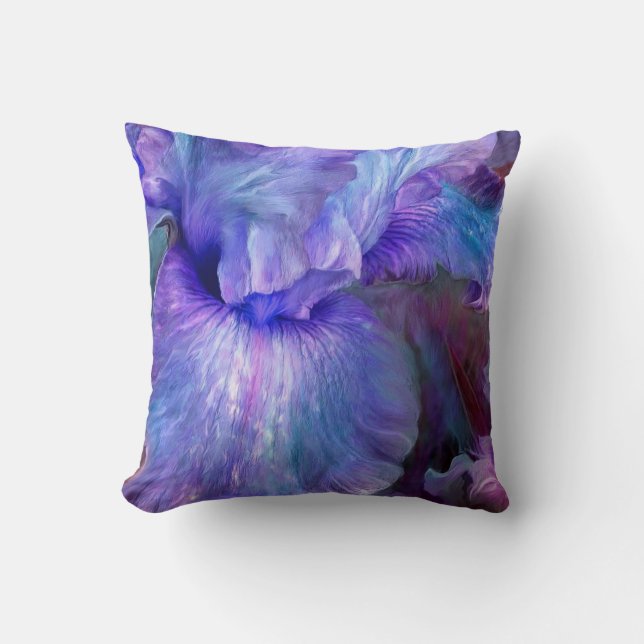 Paarse Iris Moods Art Decorator Pillow Kussen (Voorkant)