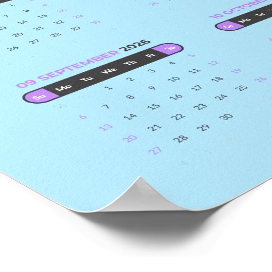 Paarse Iris Muurkalender 2026 Poster (Hoek)