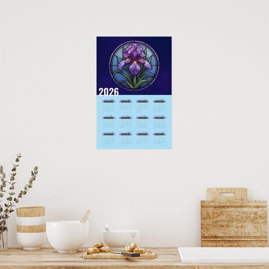Paarse Iris Muurkalender 2026 Poster (Keuken)