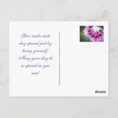 Paarse iris na regen briefkaart (Achterkant)