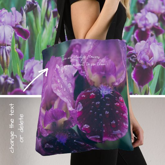 Paarse iris na regen tote bag