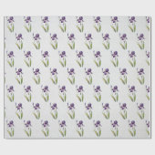 Paarse iris op grijs houten inpakpapier (Vlak)