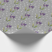 Paarse Iris op poka-dots wrapppapier Cadeaupapier (Hoek)