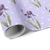 Paarse Iris op Polka Dots Cadeaupapier (Rol Hoek)