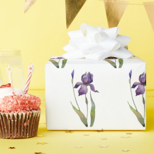 Paarse Iris op White Cadeaupapier (Verjaardagsfeest)