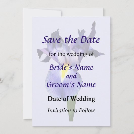 Paarse iris opslaan Datum Save The Date (Voorkant)