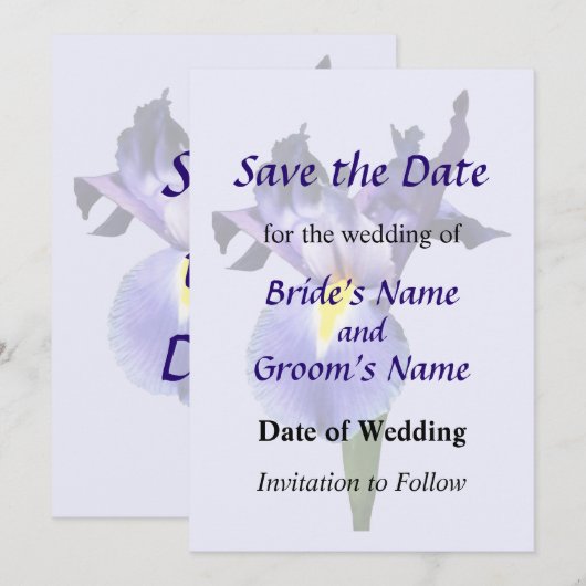 Paarse iris opslaan Datum Save The Date (Voorkant / Achterkant)