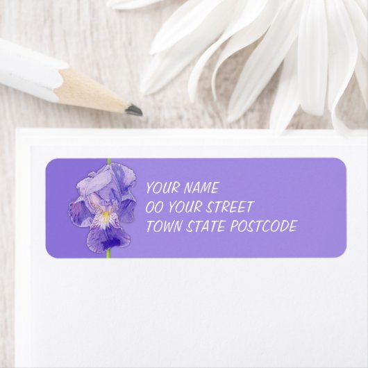 Paarse Iris paars Return Address Label (Insitu)