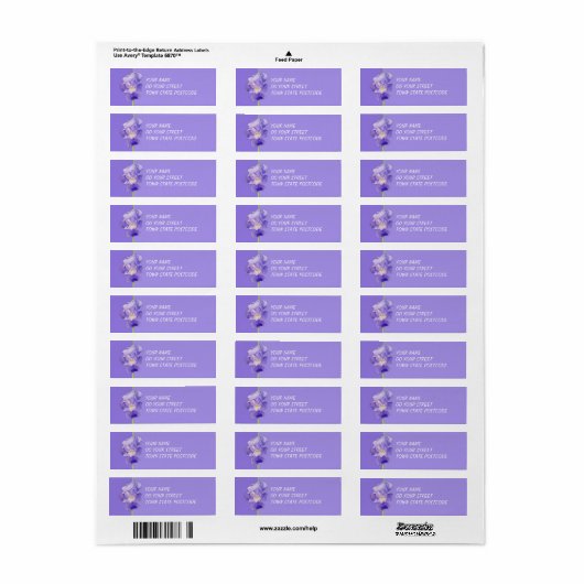 Paarse Iris paars Return Address Label (Full Sheet)