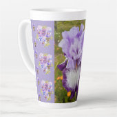 Paarse Iris Pansies Viola Shabby floral Latte Mok (Linkerhoek)