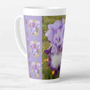 Paarse Iris Pansies Viola Shabby floral Latte Mok