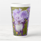 Paarse Iris Pansies Viola Shabby floral Latte Mok (Voorkant)