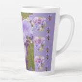 Paarse Iris Pansies Viola Shabby floral Latte Mok (Rechts)