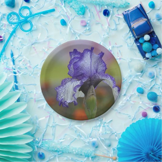  Paarse Iris Papieren Bordje (Feest)