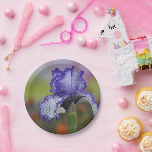 Paarse Iris Papieren Bordje (Feest)