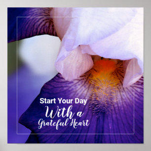 Paarse Iris Photo Grateful Heart Quote Poster