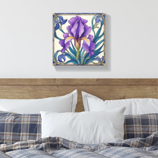 Paarse Iris Pracht Canvas Afdruk (Insitu (Slaapkamer))