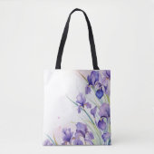 Paarse iris rand op wit tote bag (Voorkant)