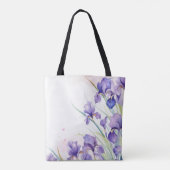 Paarse iris rand op wit tote bag (Achterkant)