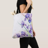 Paarse iris rand op wit tote bag (Dichtbij)