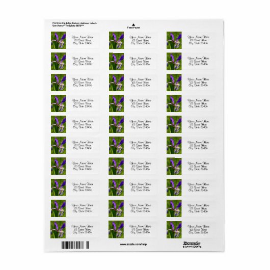 Paarse Iris Return Address Labels (Full Sheet)