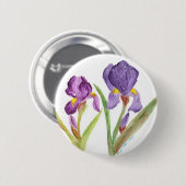 Paarse Iris Ronde Button 5,7 Cm (Voorkant /achterkant)