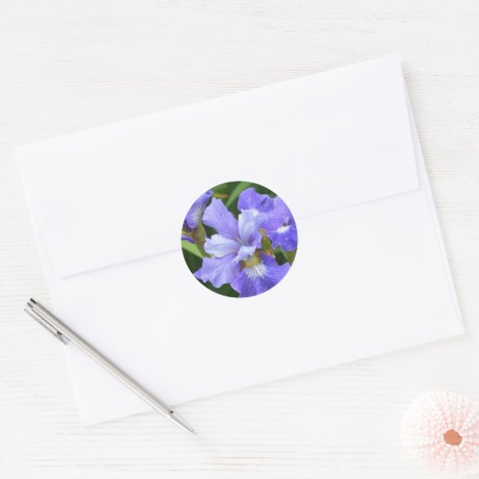 Paarse iris ronde sticker (Envelop)