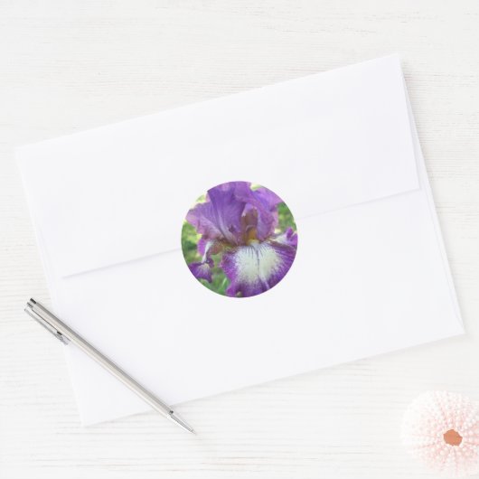 Paarse Iris Ronde Sticker (Envelop)