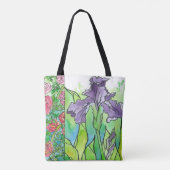 Paarse iris roze rozen grote Waterverf bloemen Tote Bag (Achterkant)