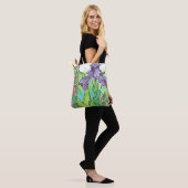 Paarse iris roze rozen grote Waterverf bloemen Tote Bag (Op model)