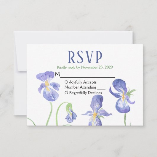 Paarse Iris RSVP Wedding Response (Voorkant)