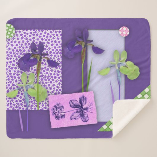 Paarse Iris Sherpa Deken (Voorkant (horizontaal))