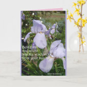 Paarse Iris Silent Wisdom Heart florale Kaart (Gele Bloem)